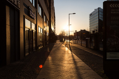 Leerer Bürgersteig am Potsdamer Platz während der Corona-Pandemie am 24.03.2020 in Berlin