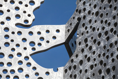 Molecule Man sculpture on Spree river in Berlin (Germany)